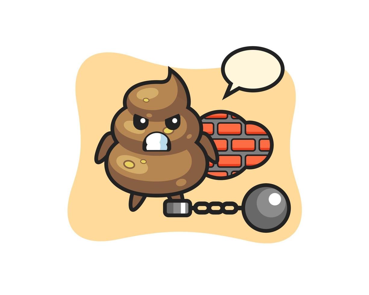 Character mascot of poop as a prisoner vector