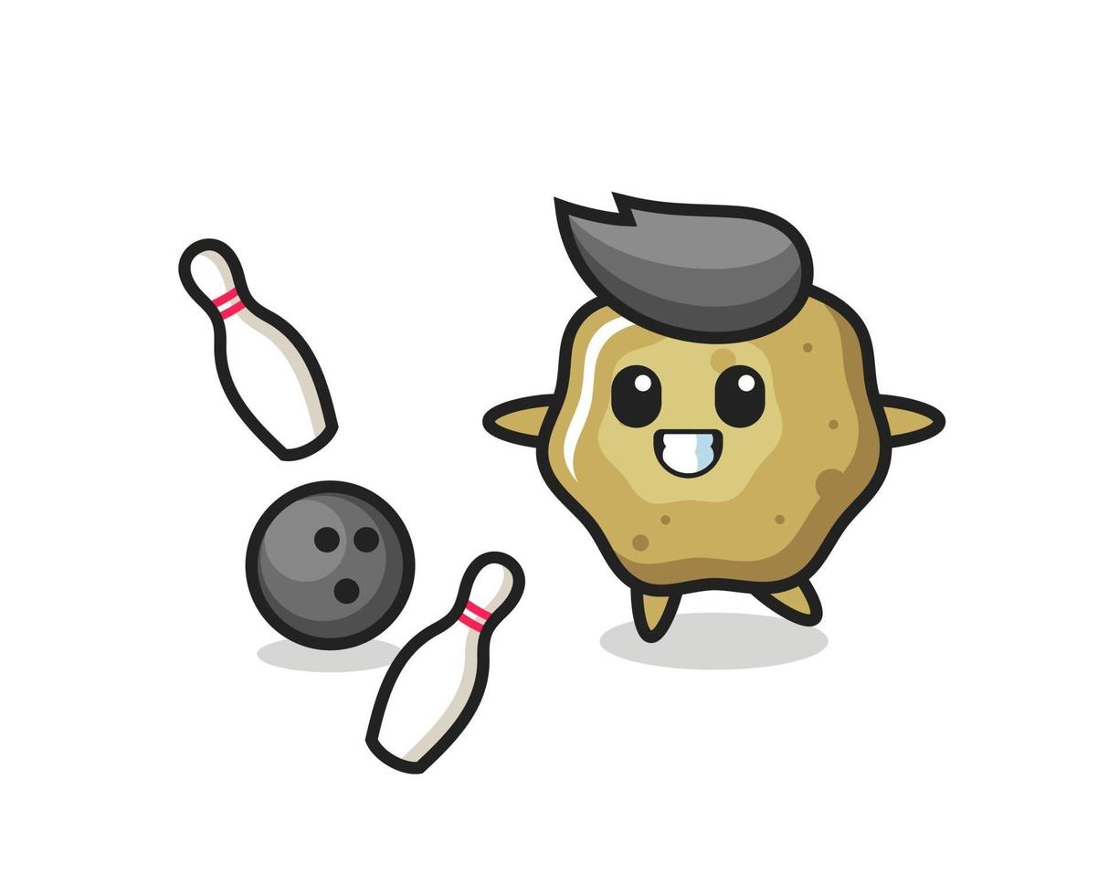 Character cartoon of loose stools is playing bowling vector