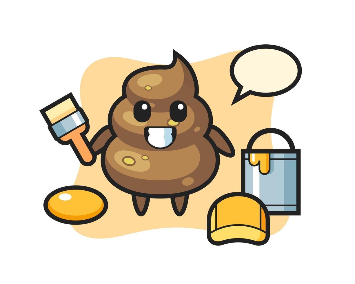 Character Illustration of poop as a painter vector