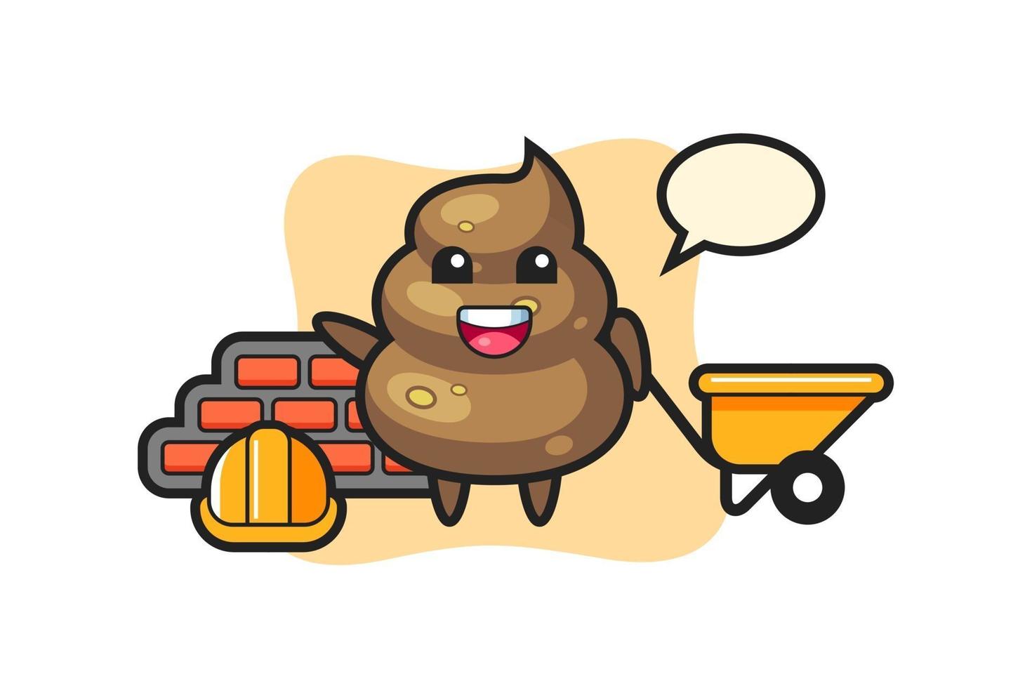 Cartoon character of poop as a builder vector