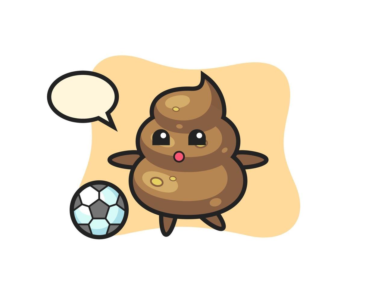 Illustration of poop cartoon is playing soccer vector