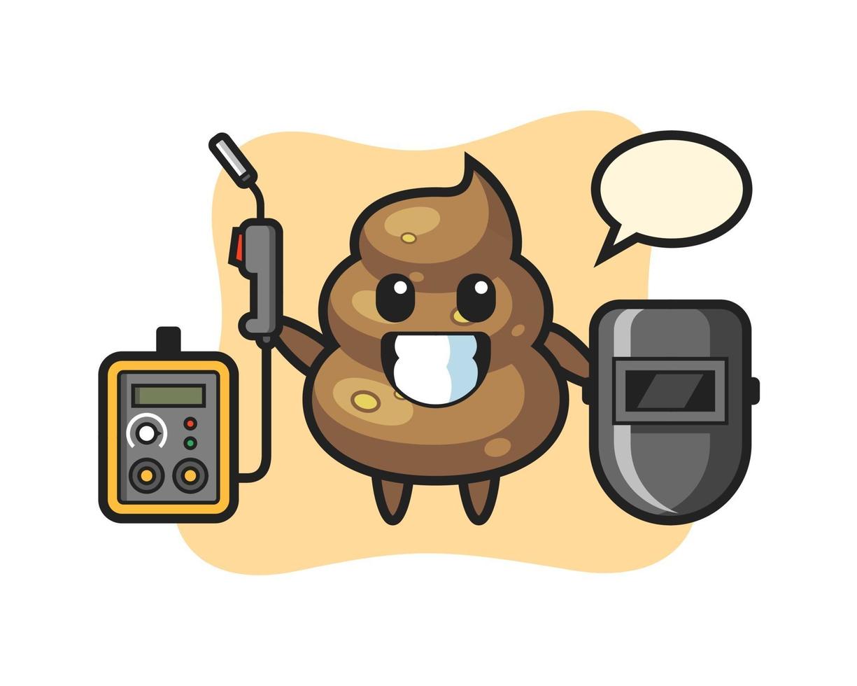 Character mascot of poop as a welder vector