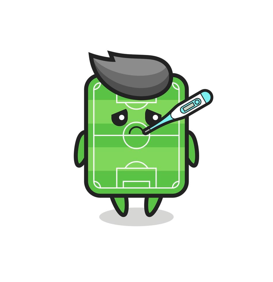 personaje de la mascota del campo de fútbol con condición febril vector