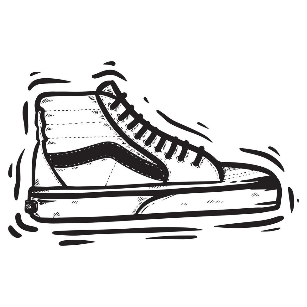 zapato blanco y negro dibujado a mano ilustración vector