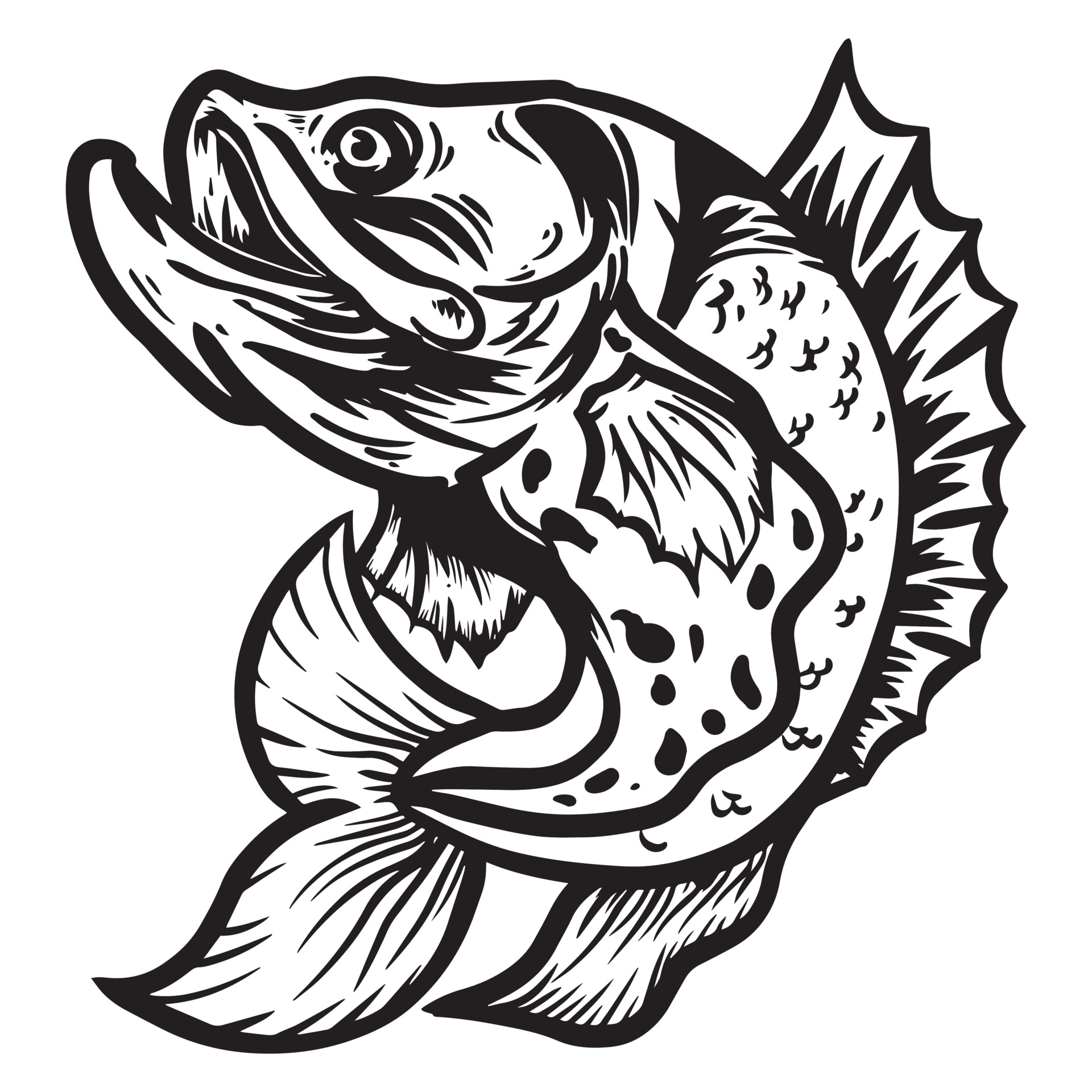 simple fish clipart black and white