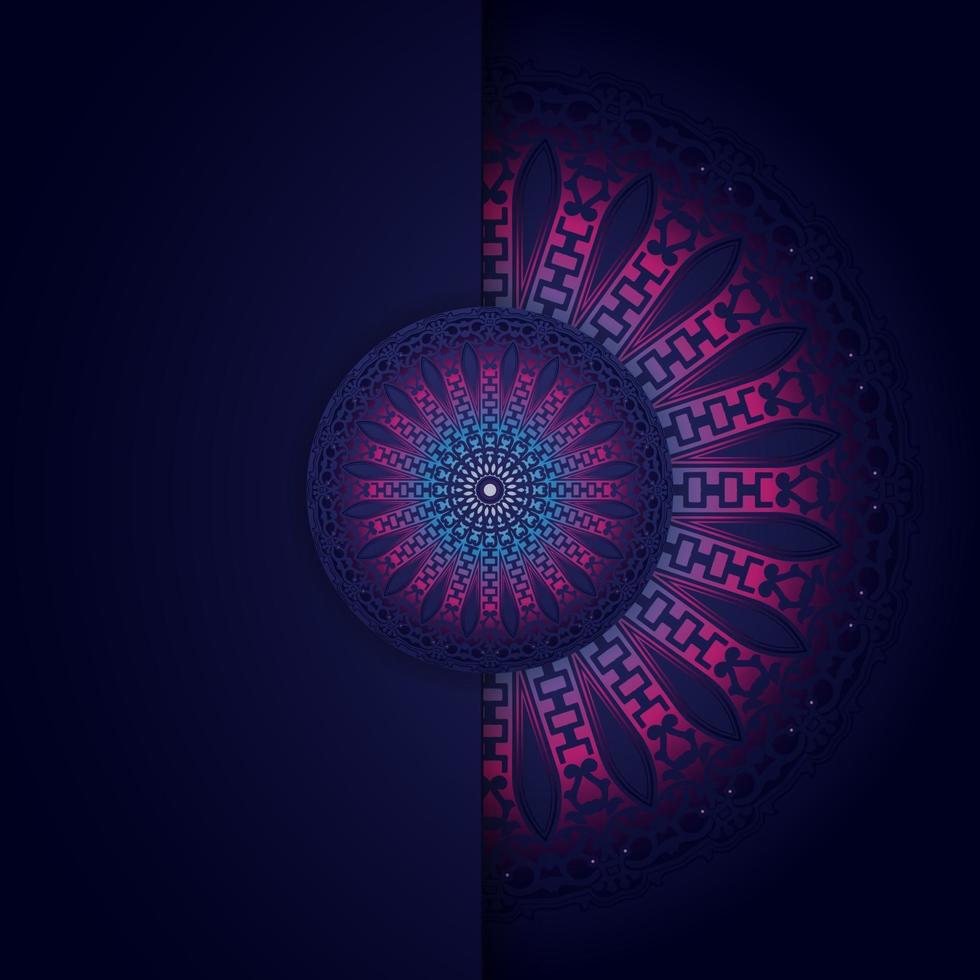 elegante diseño de mandala en azul y rojo vector