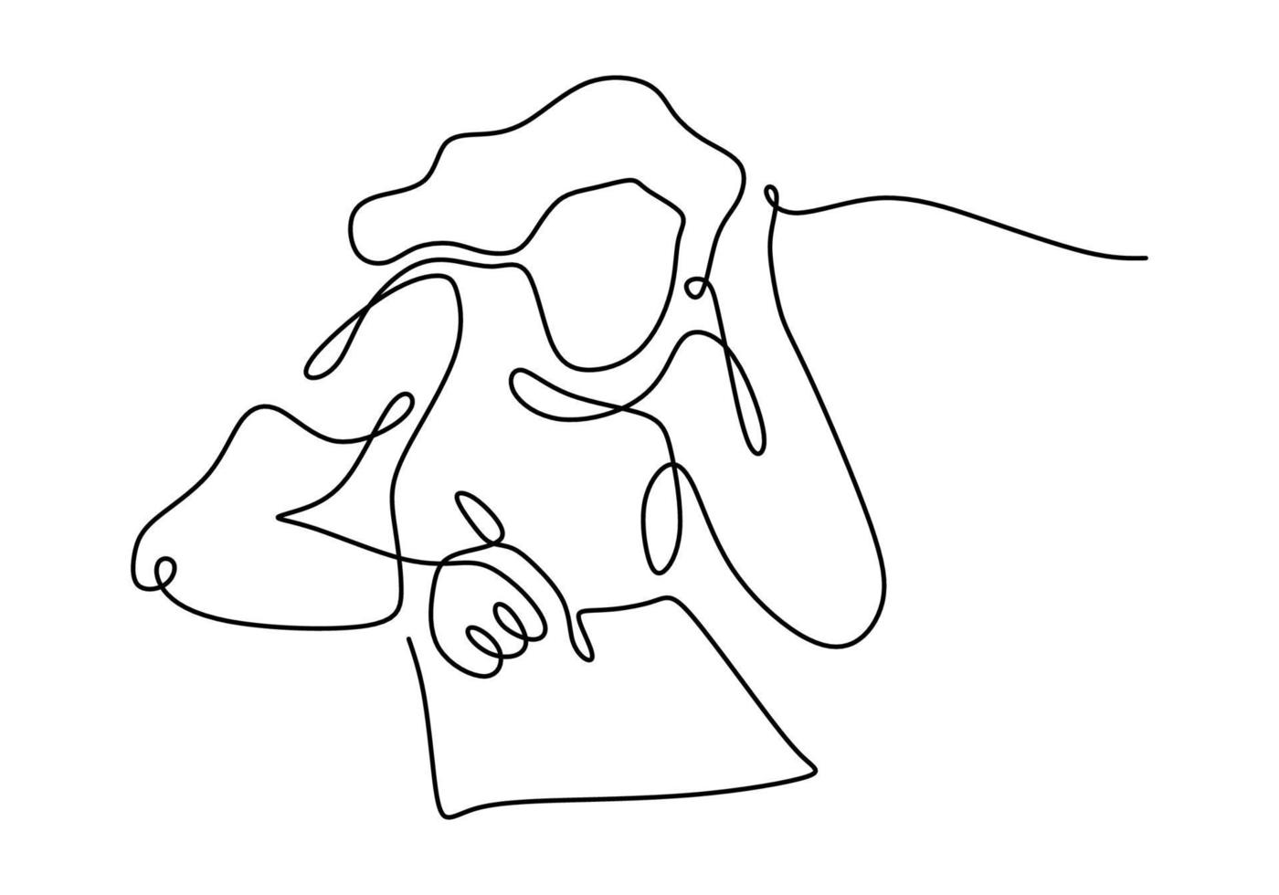 Continuous one line drawing of a young woman taking some notes vector