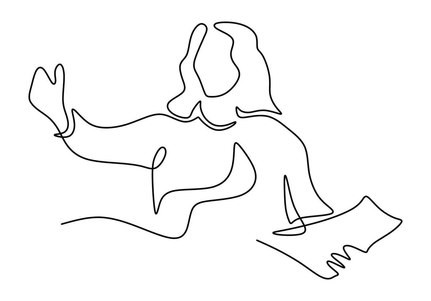 Continuous one line drawing of happy girl standing vector