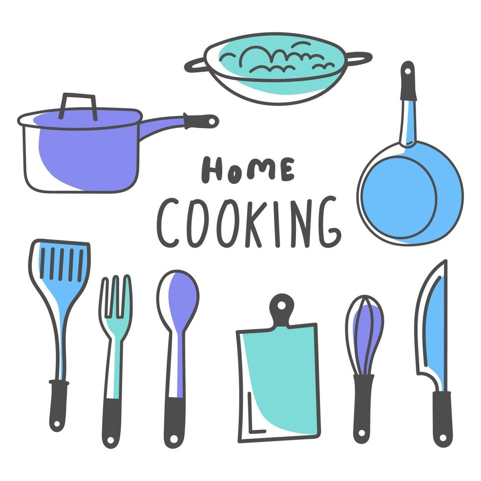 Bundle of kitchen equipment vector