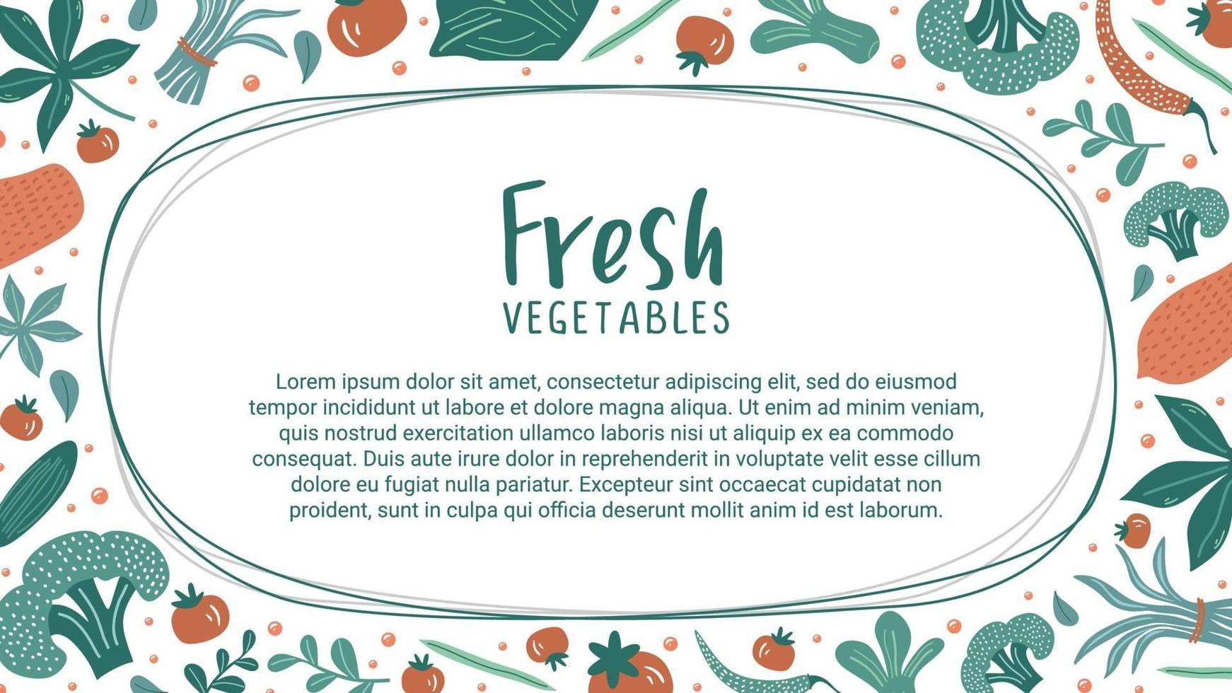 decoración de dibujo de verduras frescas vector