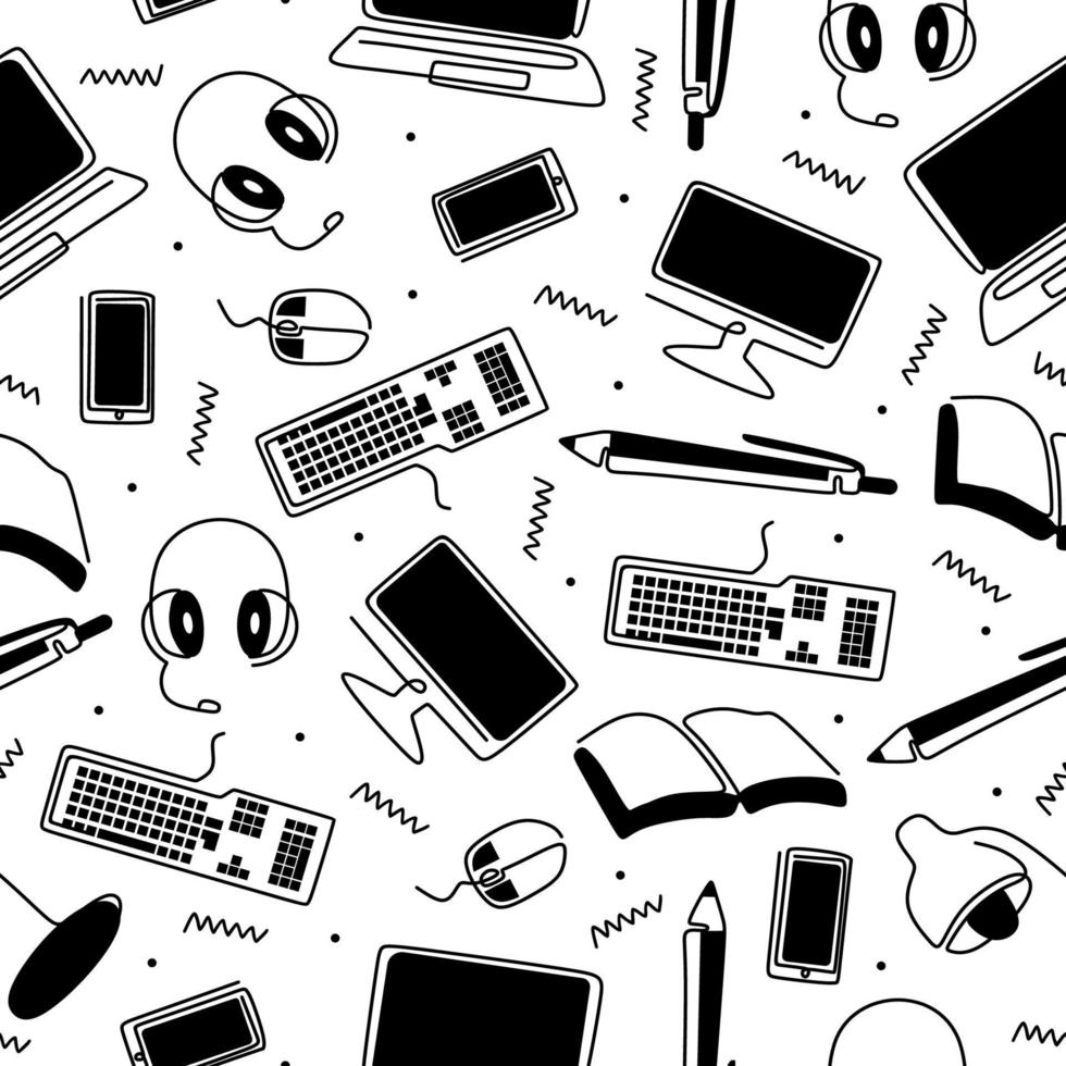 Online education hand drawn seamless pattern vector