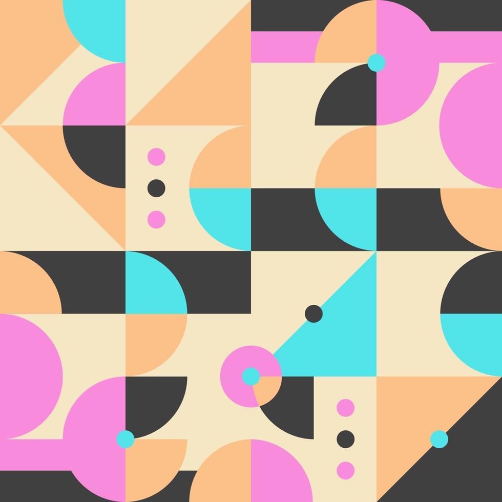 Mural geométrico abstracto colorido de patrones sin fisuras en estilo bauhaus vector