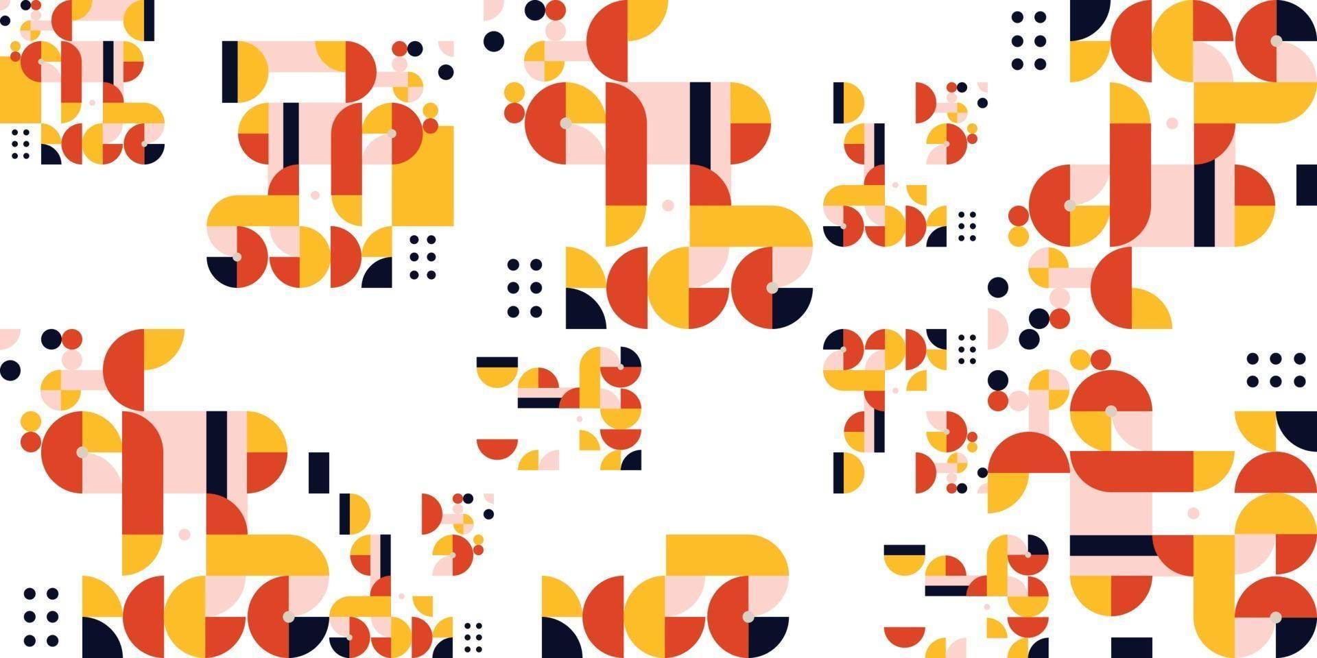 Abstract geometric mural colorful seamless pattern in Bauhaus style vector