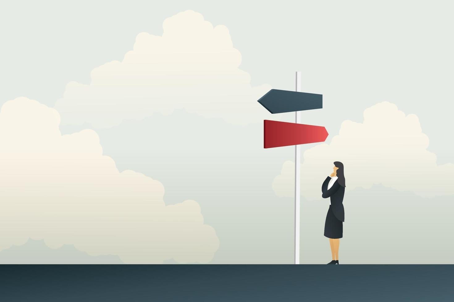 Businesswoman decision to a way to success. vector