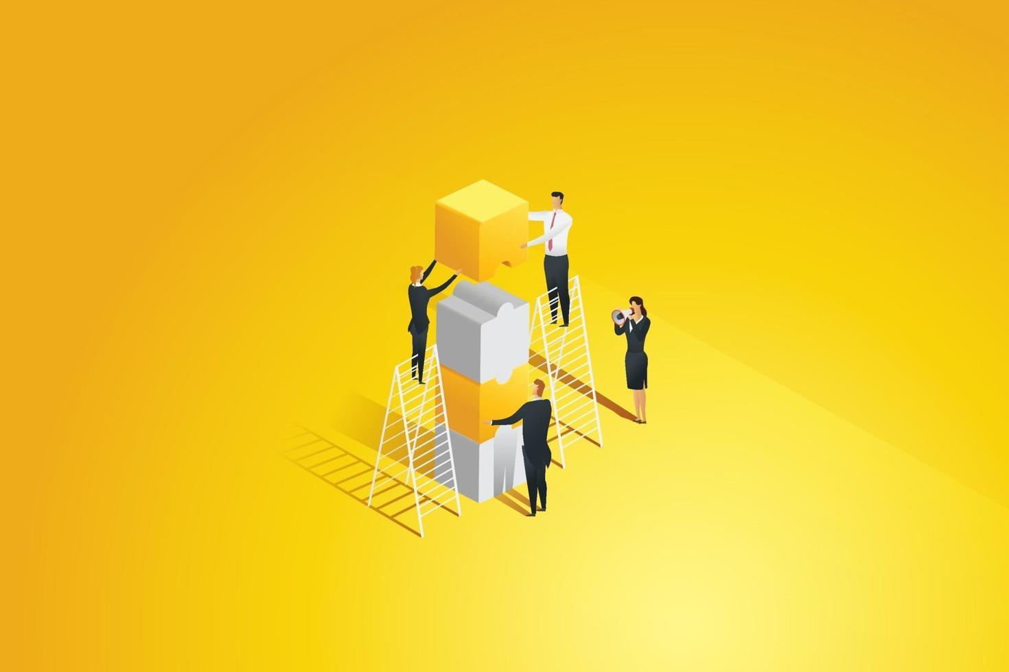 Business people connecting each other of puzzle pieces. vector