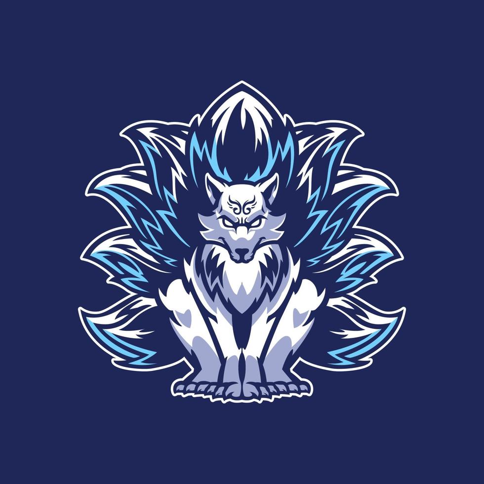 Nine Tailed Fox logo for gamer team mascot vector