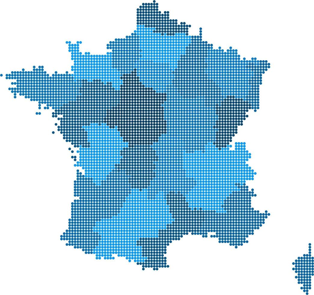 Círculo azul mapa de Francia sobre fondo blanco. vector