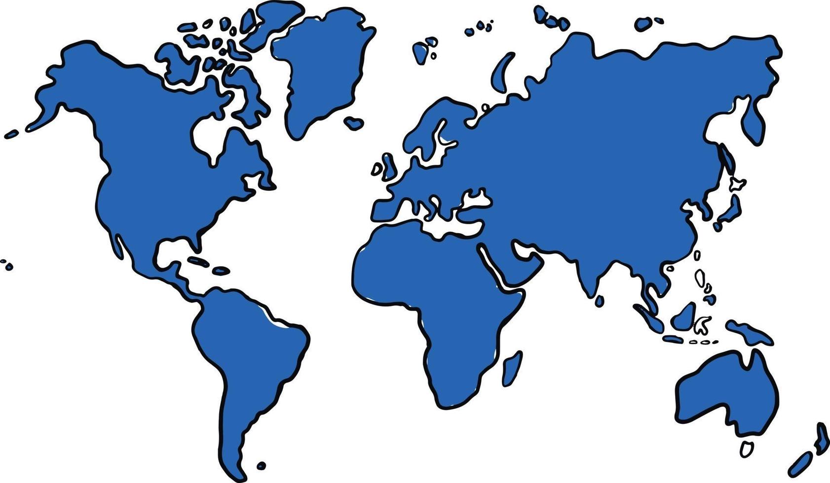 Bosquejo del mapa del mundo a mano alzada sobre fondo blanco. ilustración vectorial. vector