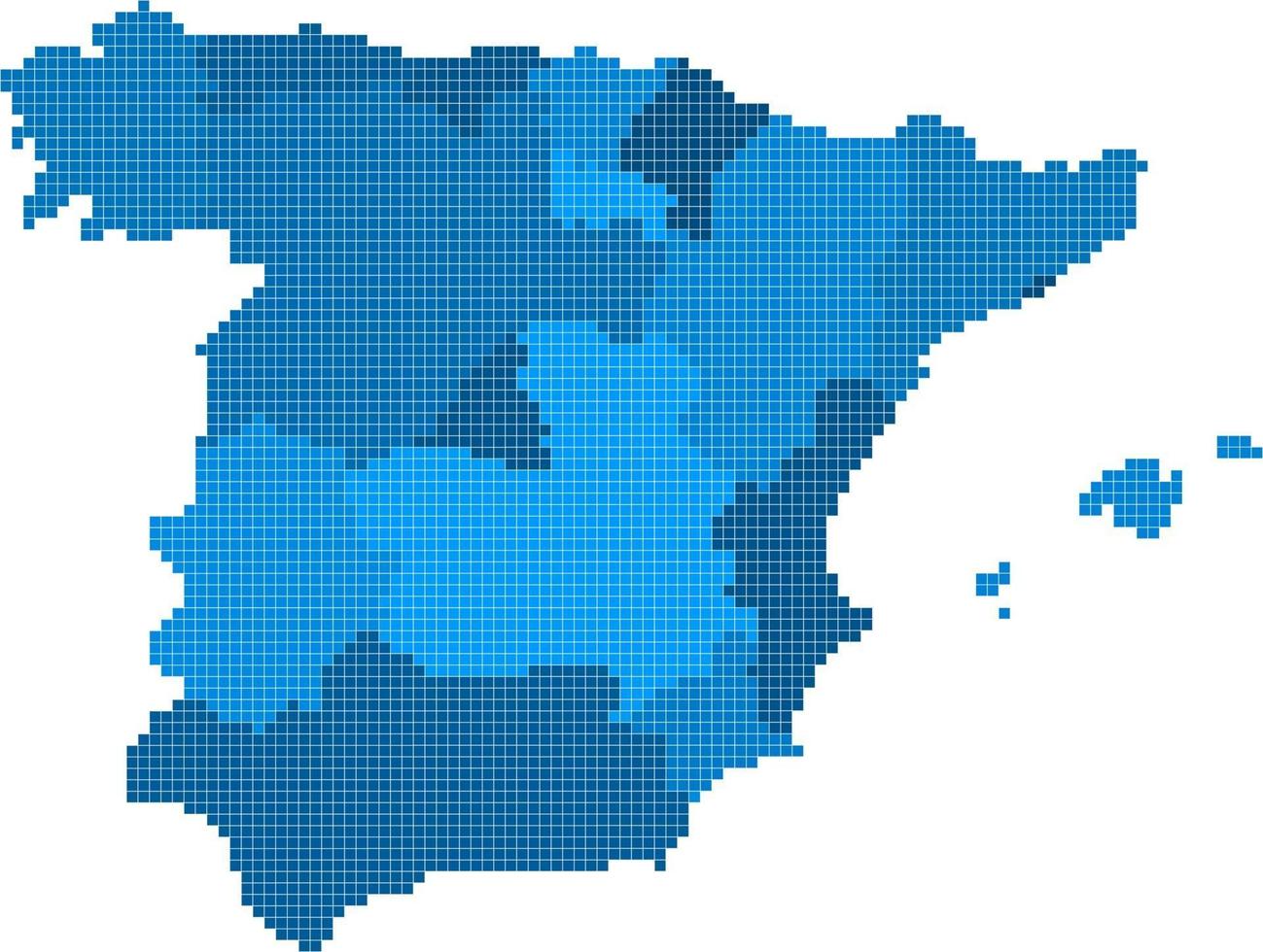 Mapa de España de forma cuadrada azul sobre fondo blanco. ilustración vectorial. vector