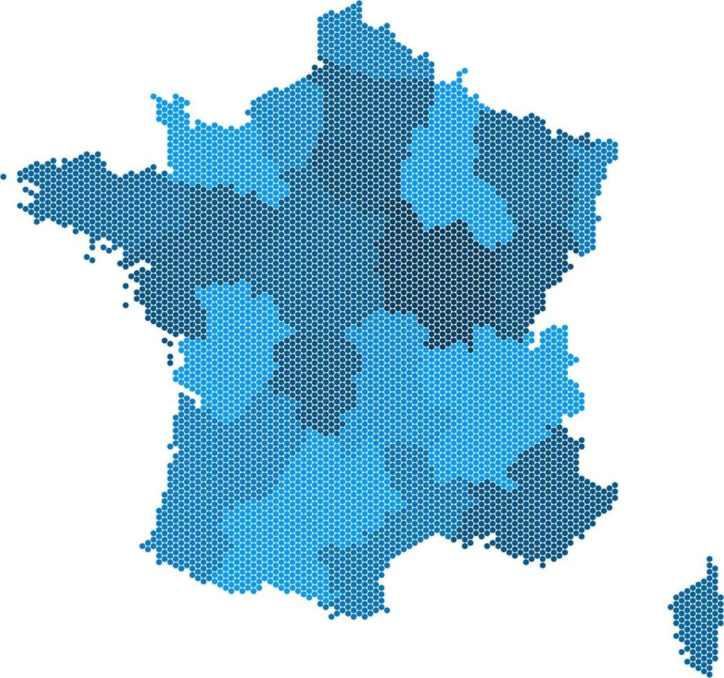 Blue circle France map on white background. vector