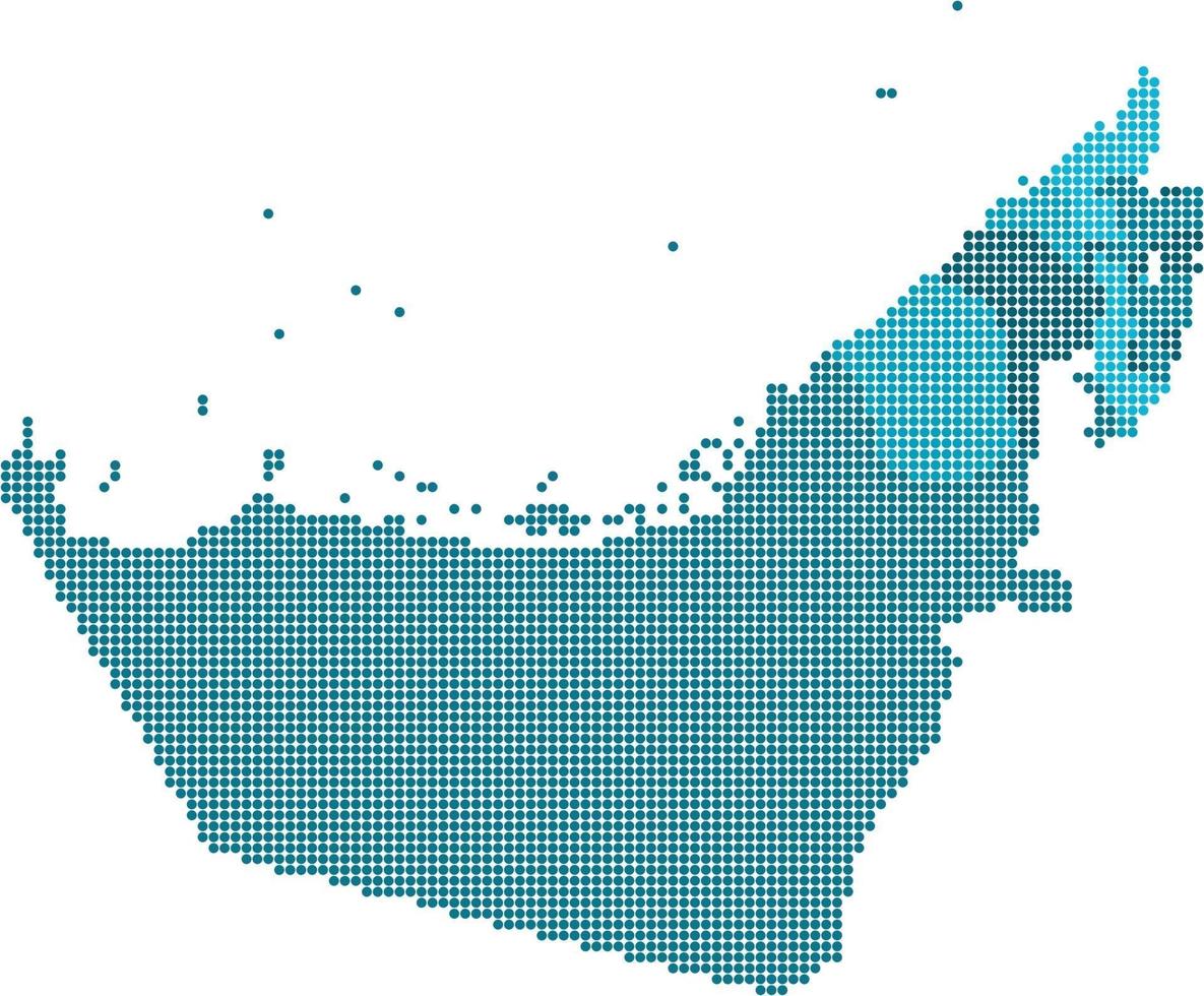 Círculo azul mapa de Emiratos Árabes Unidos sobre fondo blanco. vector