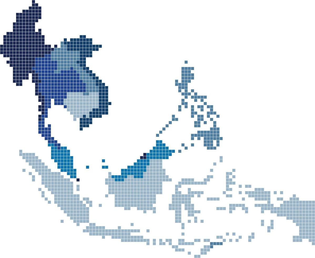 Square shape South east Asia and nearby countries map. vector