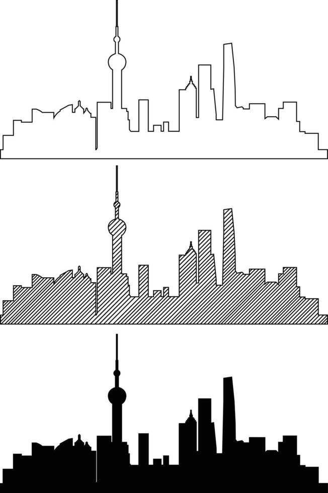 esquema de simplicidad horizonte del distrito de negocios de shanghai vector