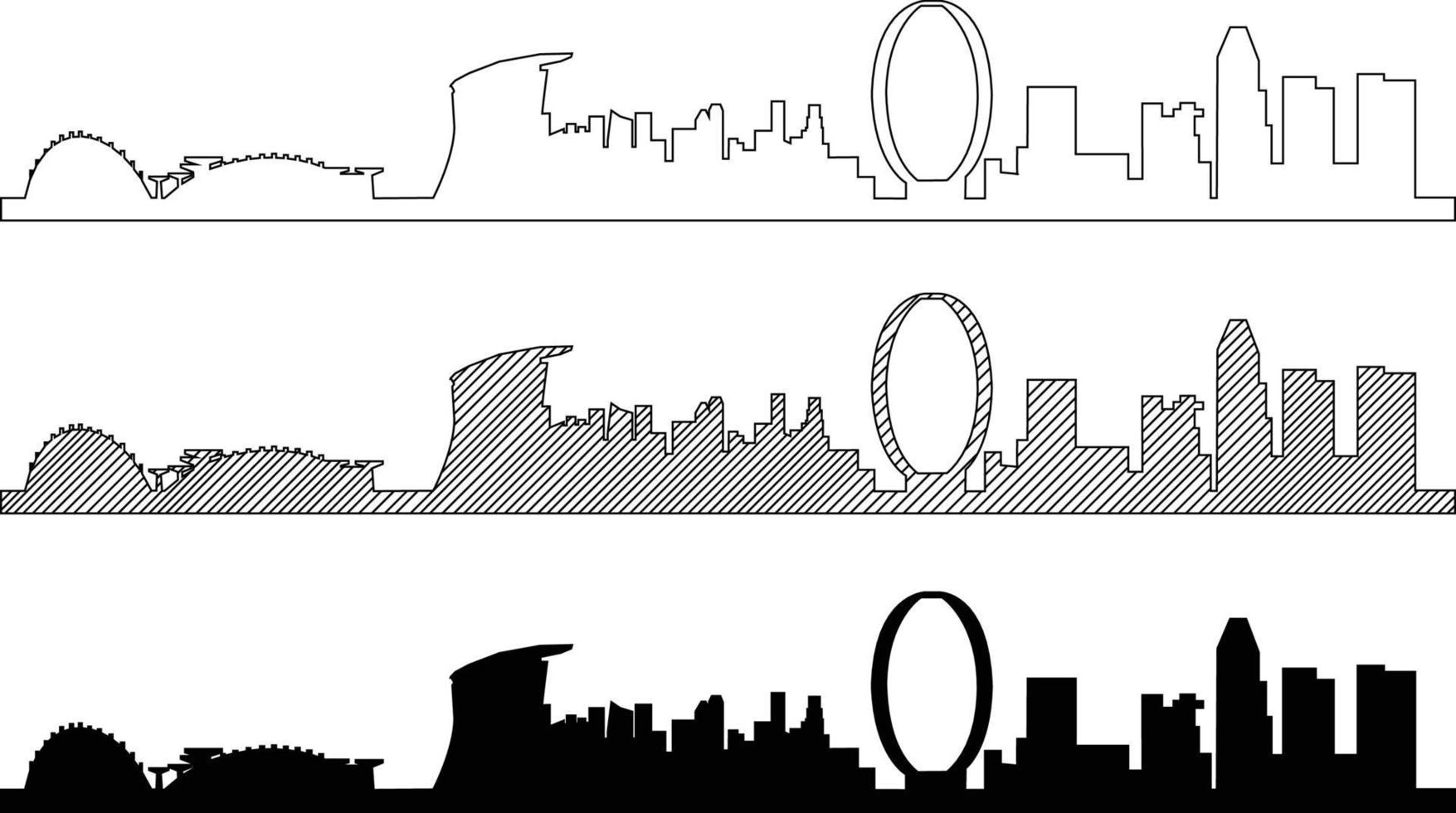 Simplicity outline Singapore business district skyline vector