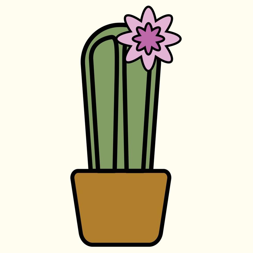 Simplicity cactus plant outline drawing flat design. vector