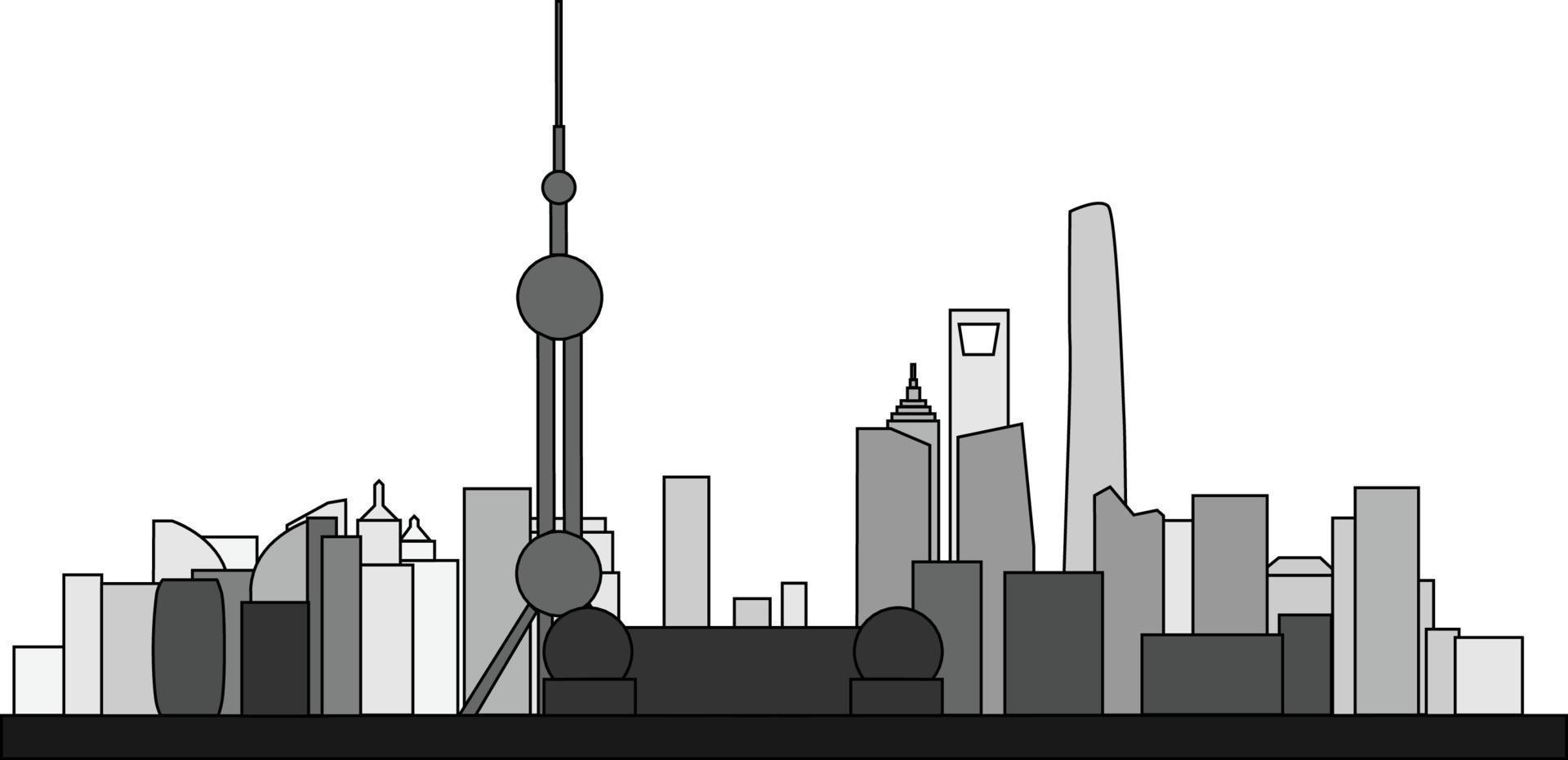 Simplicity outline Shanghai business district skyline vector