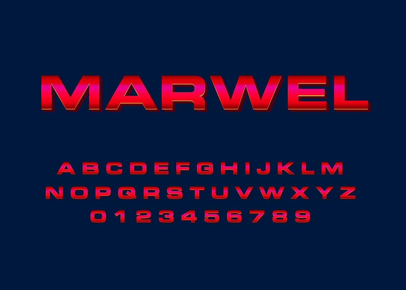 Superhero movie poster style font alphabet and number template vector