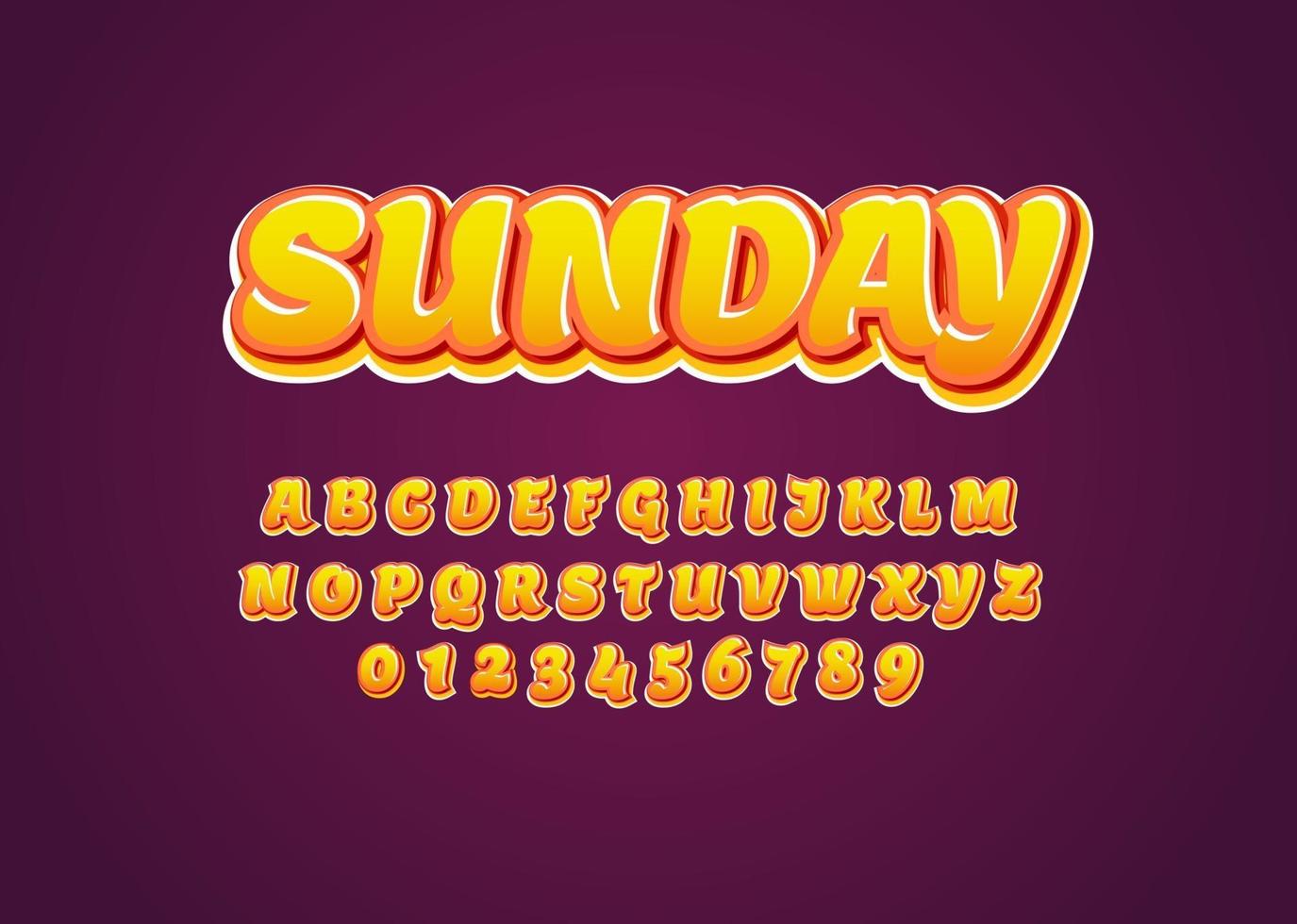 Summer vibes font style text effect, set of alphabet and number vector