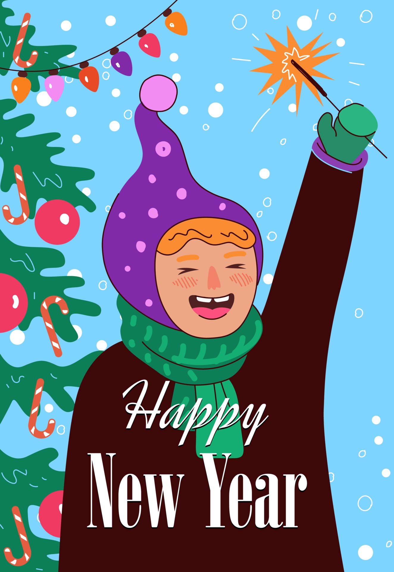 Happy little girl celebrates New Year and Merry Christmas. Child laugh