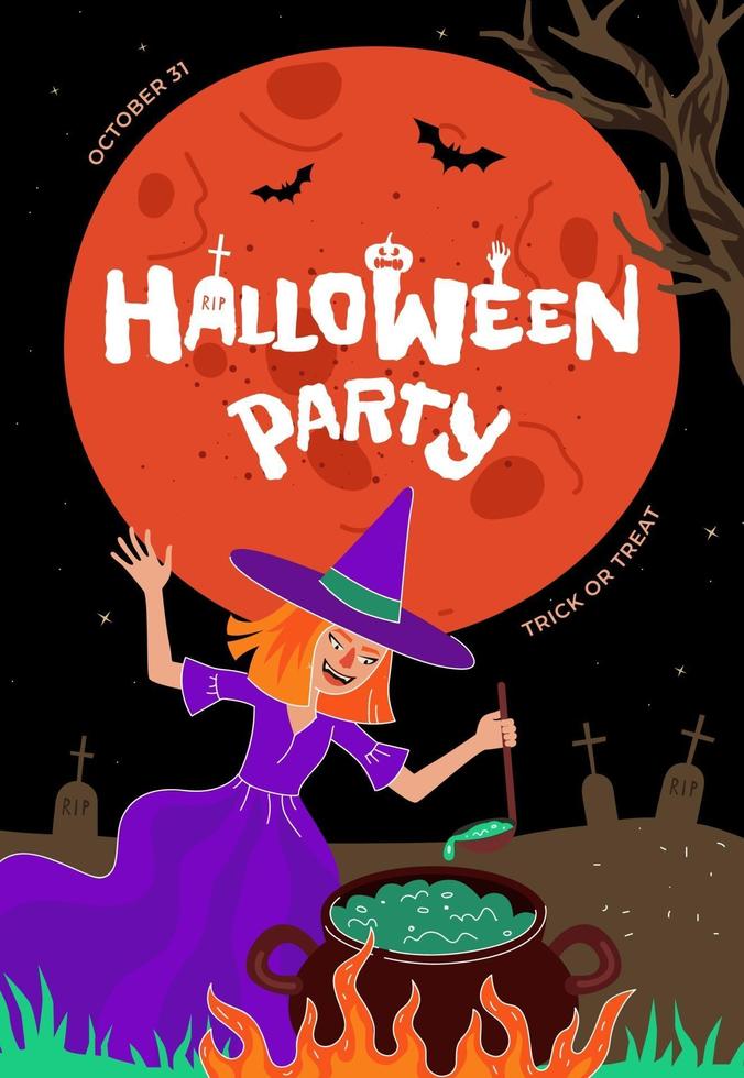 cartel de fiesta de feliz halloween o plantilla de diseño de tarjeta de felicitación vector