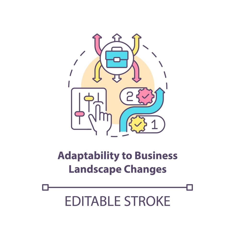 Adaptability to business landscape change concept icon vector