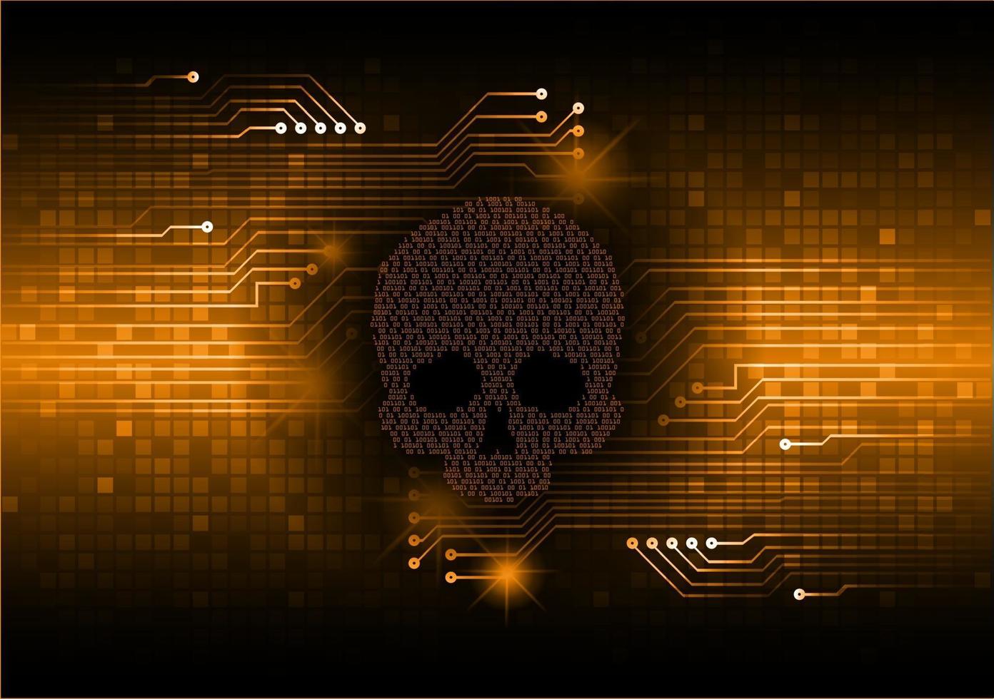Fondo de ataque de hacker cibernético, vector de cráneo