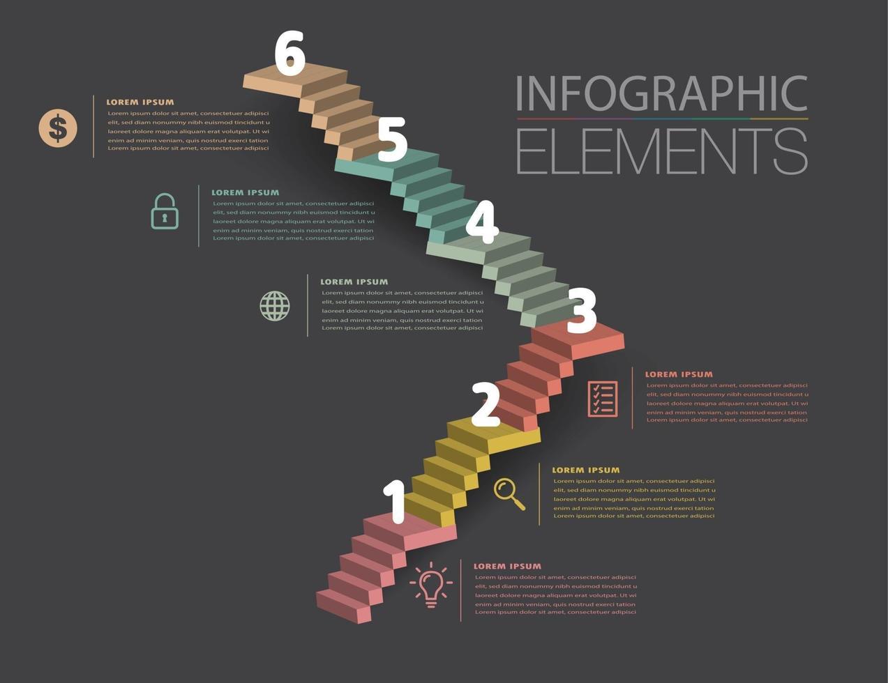 step up of business successful concept. stair infographic vector