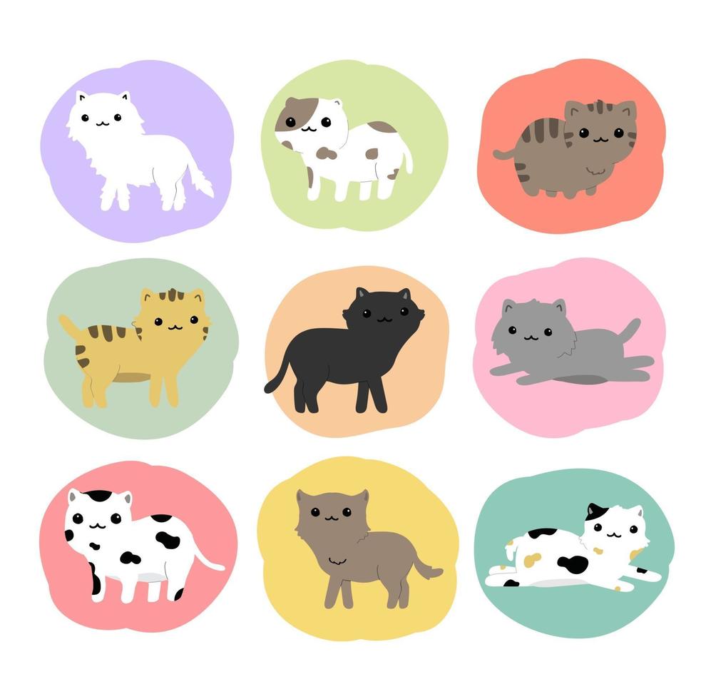 vector de conjunto de dibujos animados de gatos lindos