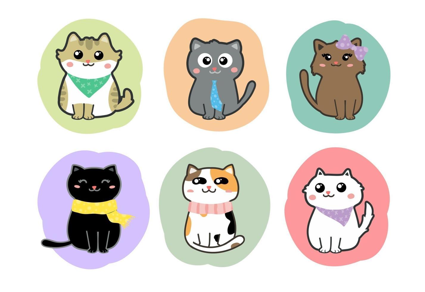 cute cats cartoon set vector