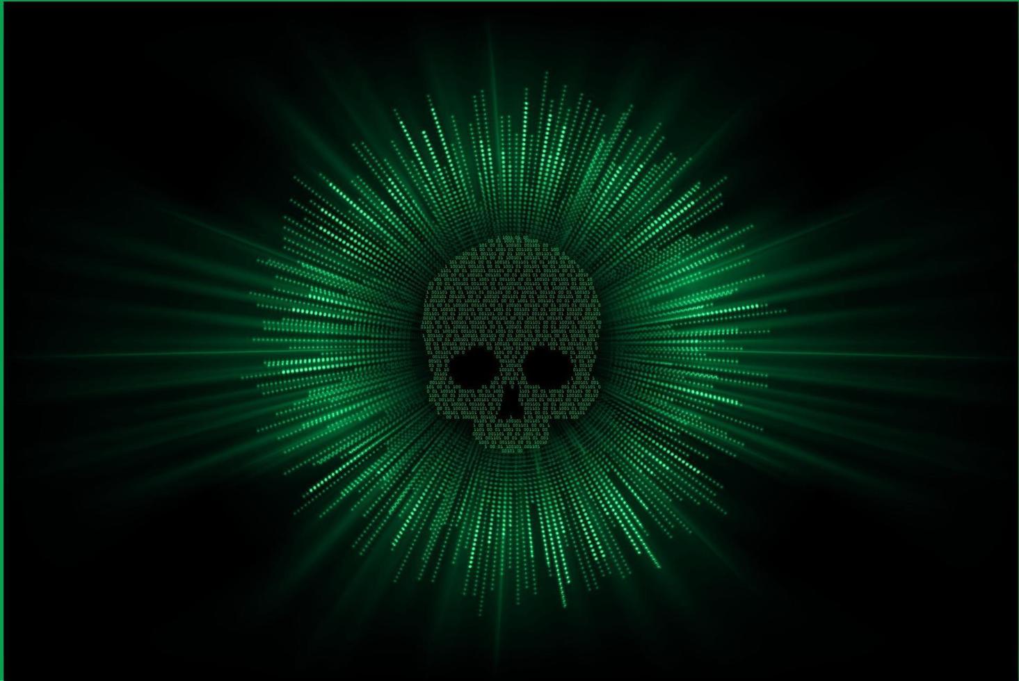 cyber hacker attack background, skull vector