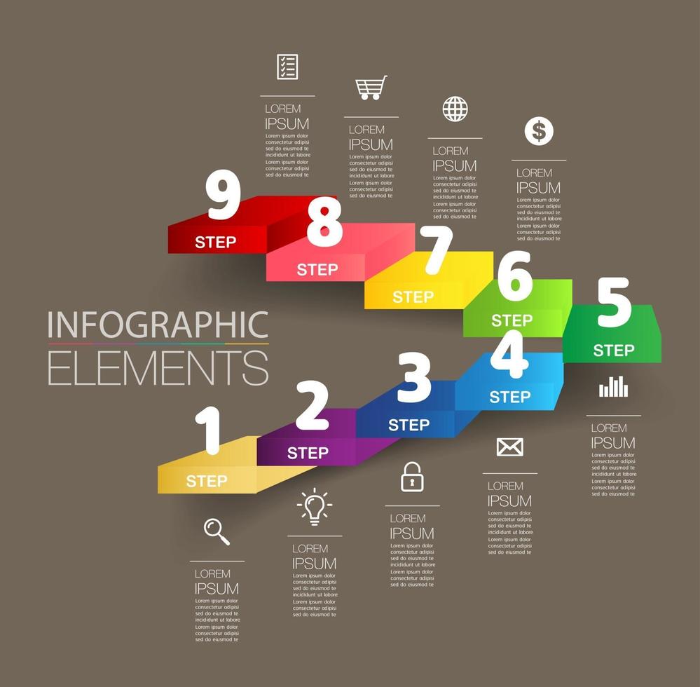 intensificar el concepto de éxito empresarial. vector de infografía de escalera