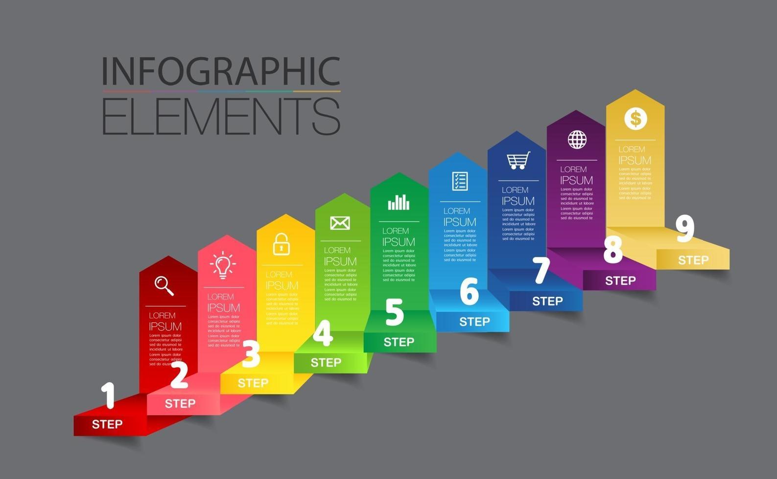 step up of business successful concept. stair infographic vector