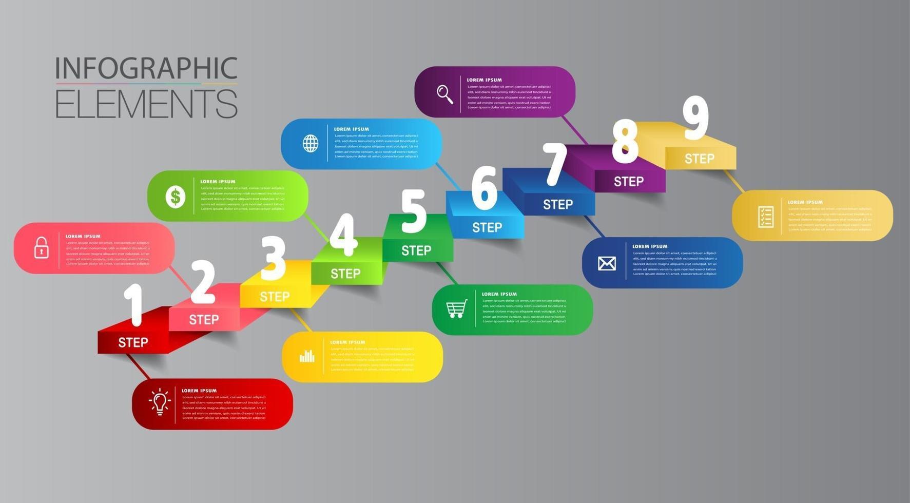 step up of business successful concept. stair infographic vector