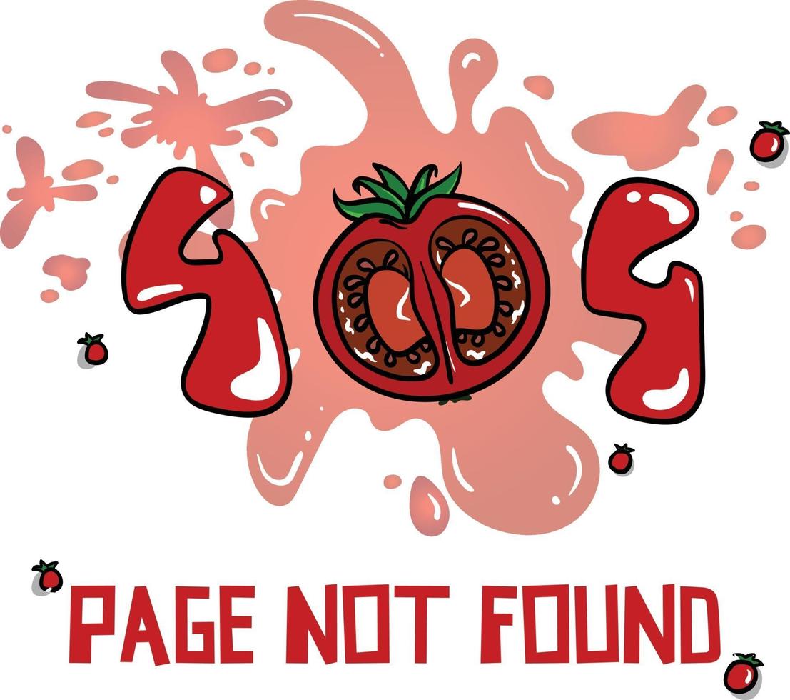 La Tomatina Festival 404 Page Not Found Graphic Splashed Tomatoes. vector