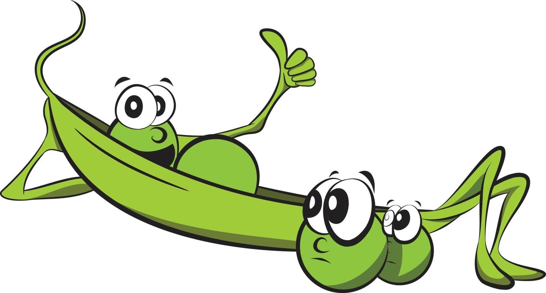 Two Peas in a Pod. Cute Anthropomorphic Vegetables doing thumbs up. vector