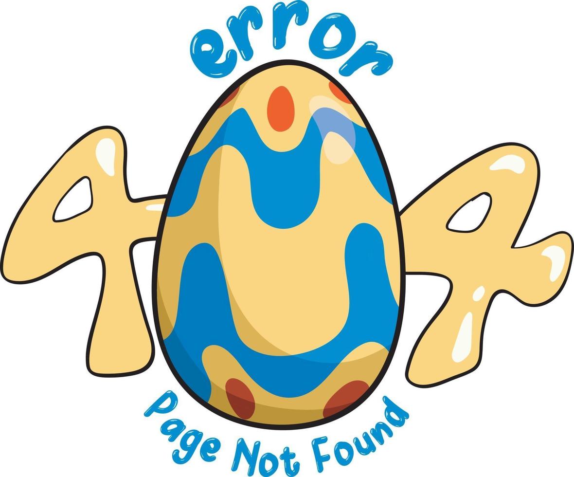 Easter Egg 404 Page Not Found Error Message. Easter Rabbit Golden Egg. vector