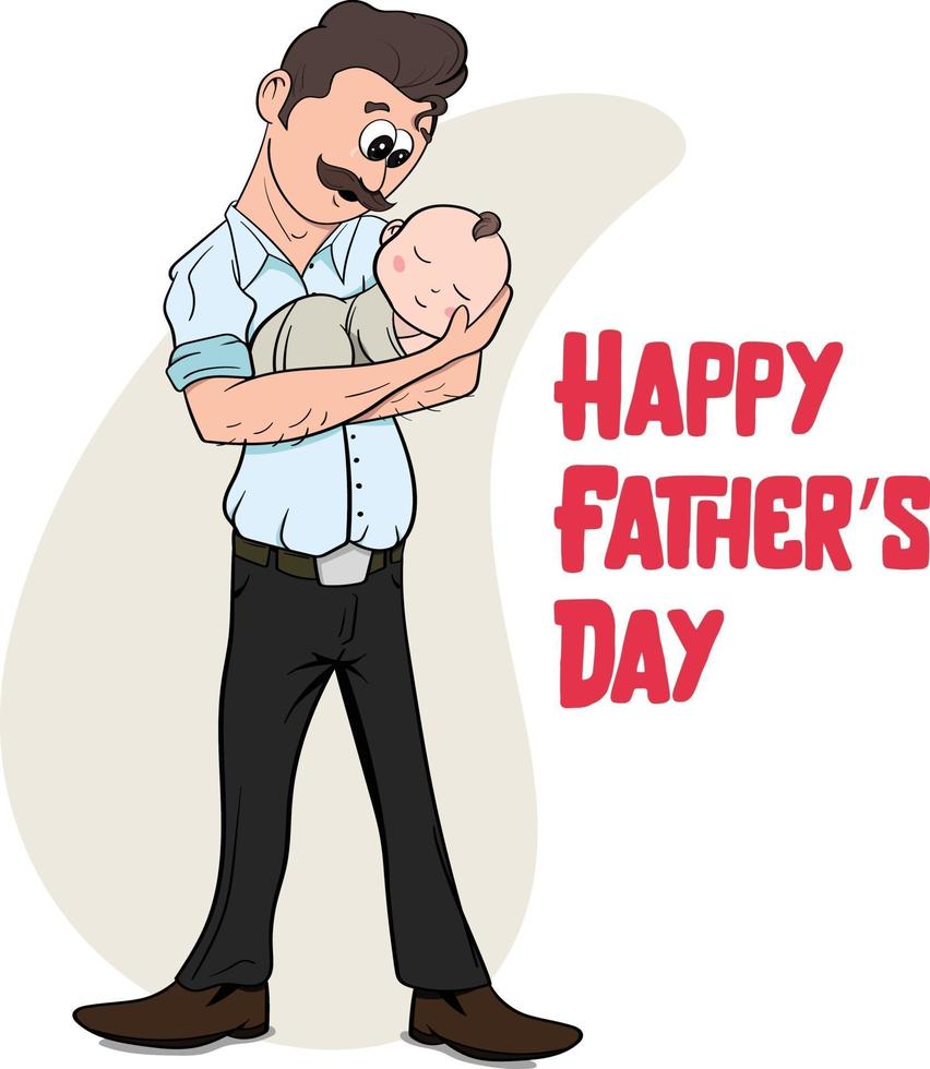 feliz día del padre padre sosteniendo a la niña en las manos. padre feliz. vector