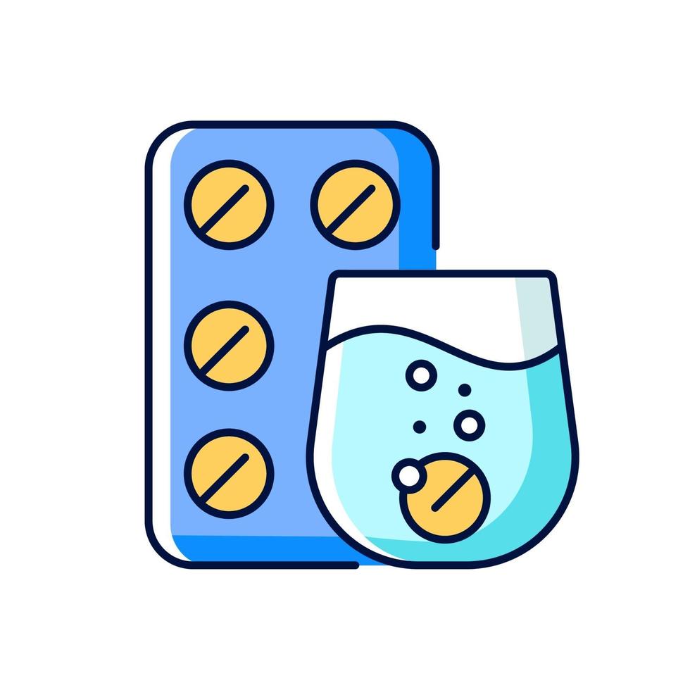 Effervescent tablet for cold relief RGB color icon vector