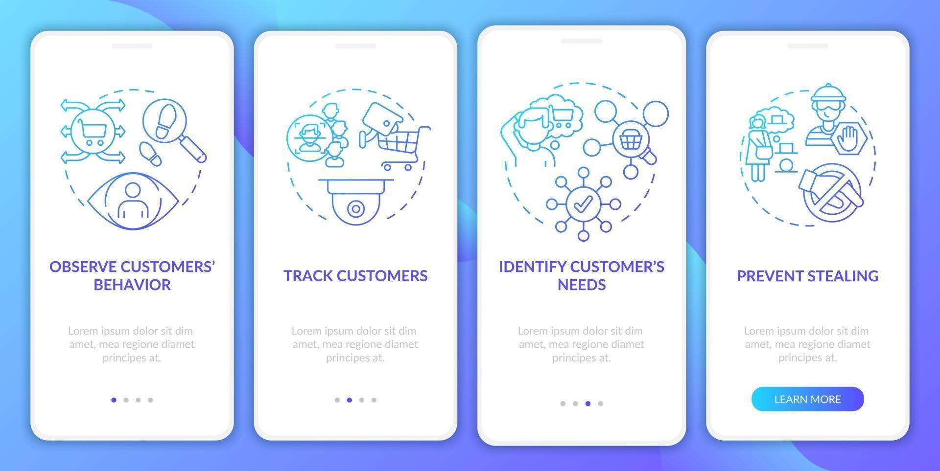 Identify customers needs onboarding mobile app page screen vector