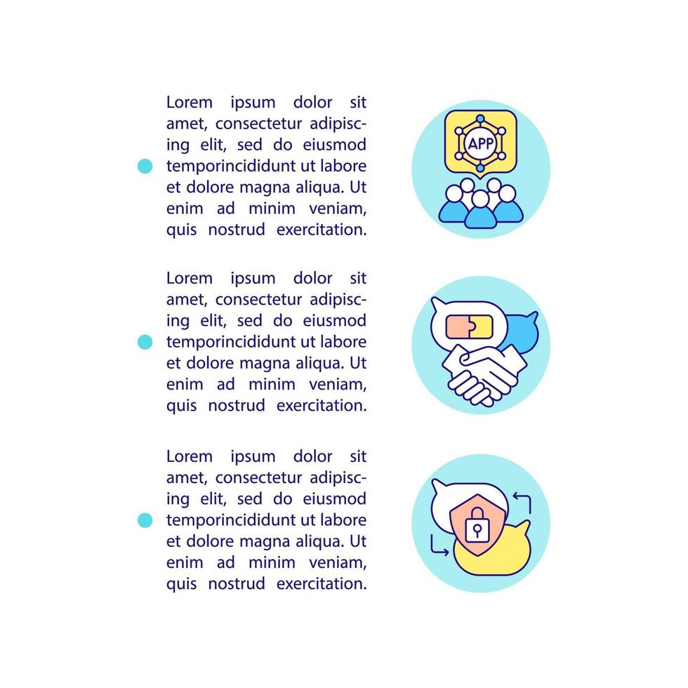 App for safe chatting concept line icons with text vector